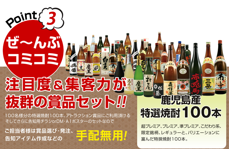 注目度＆集客力が抜群の賞品セット！